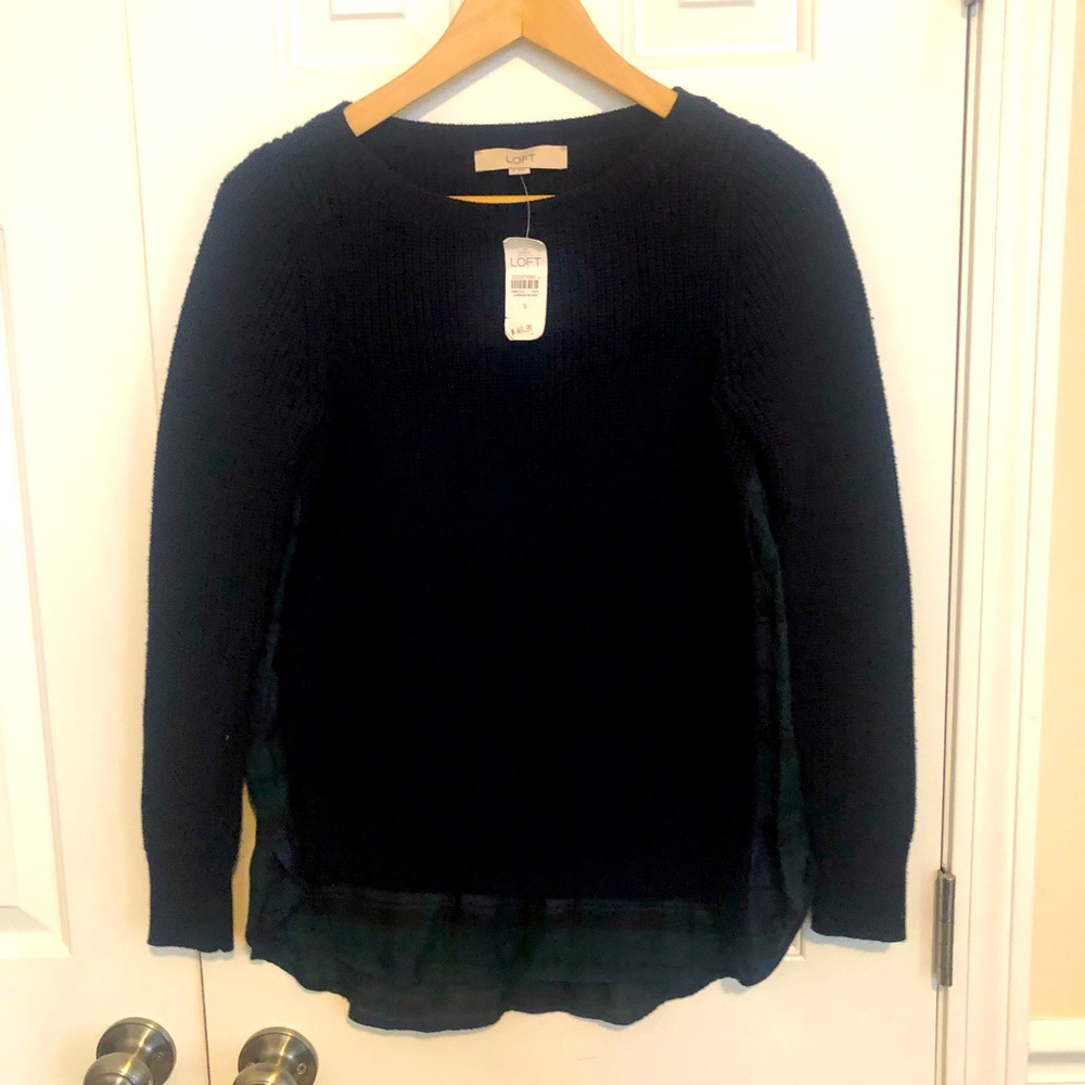 Navy Sweater w/plaid shirt bottom - never worn